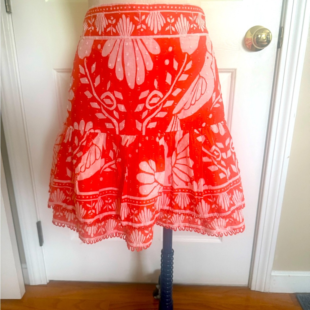 Farm Rio NWT neon orange jungle skirt